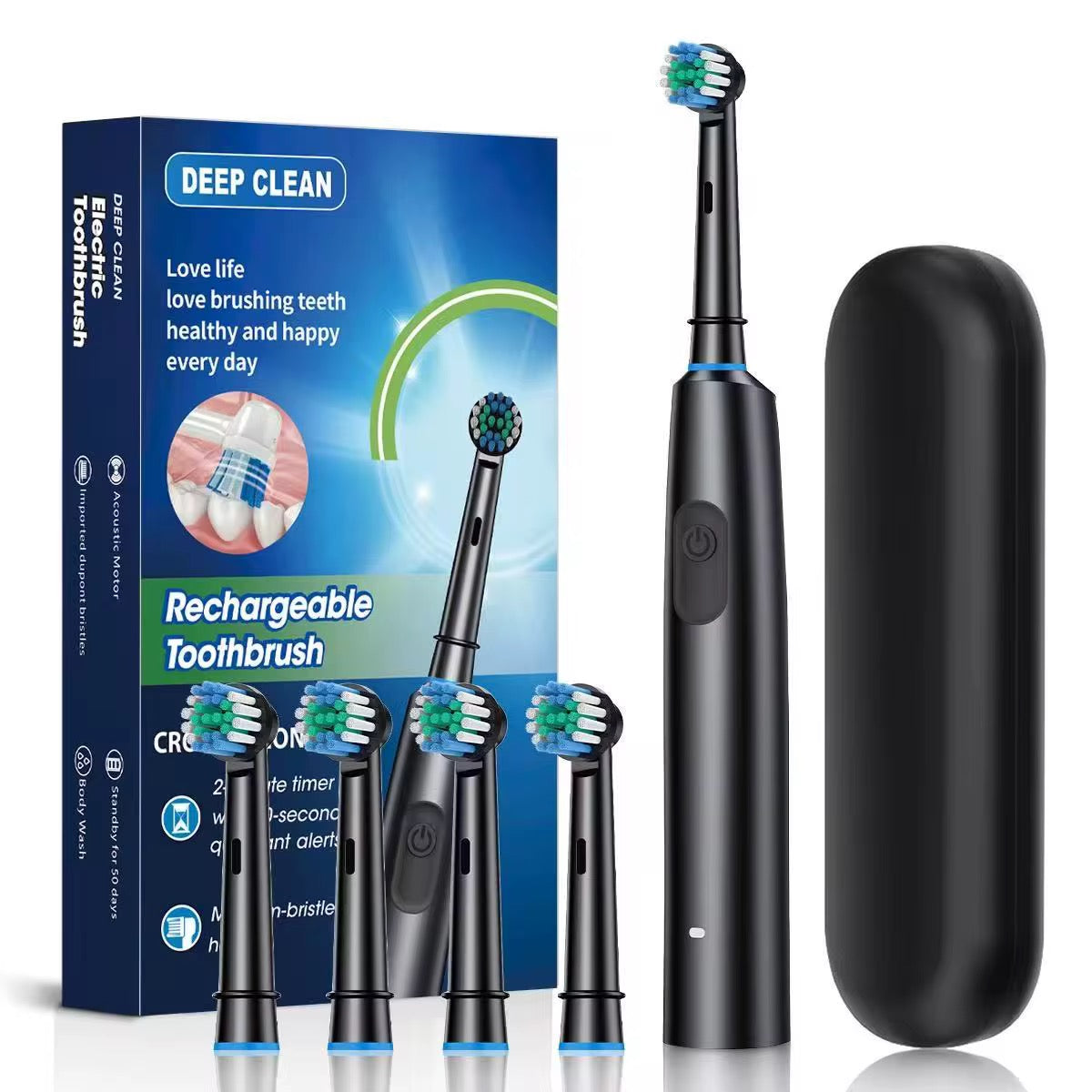 Brosse à dents électrique rotative et intelligente rechargeable USB