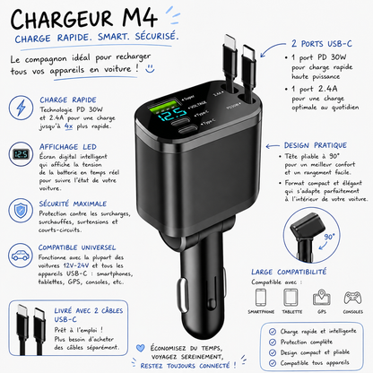 Chargeur M4 Rétractable 4-en-1